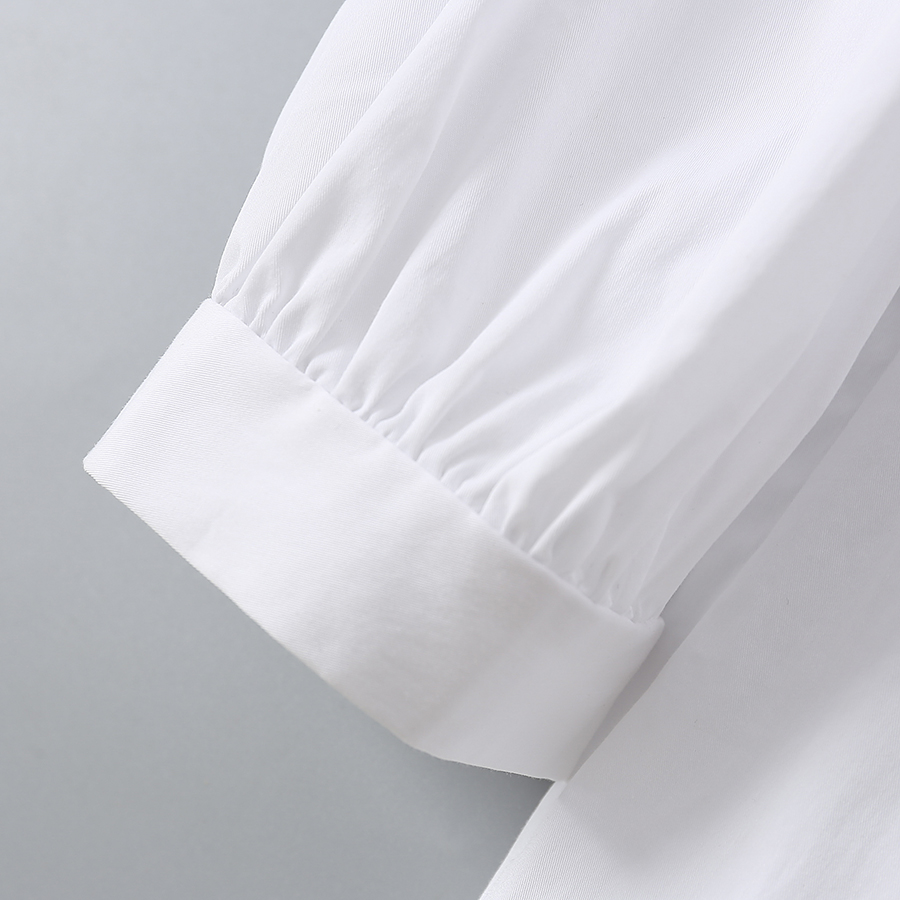 秋装时尚气质灯笼袖纯白衬衫