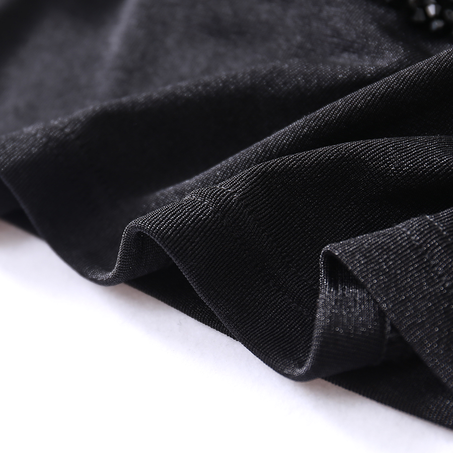 新款黑色性感真丝上衣拼接黑珠优雅气质大方