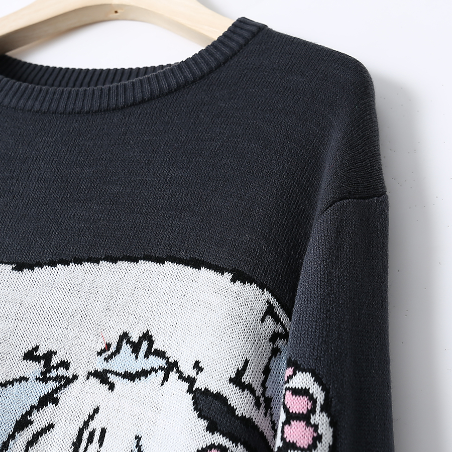 新款日系圣诞猫咪卡通毛衣大胆潮流设计毛衣