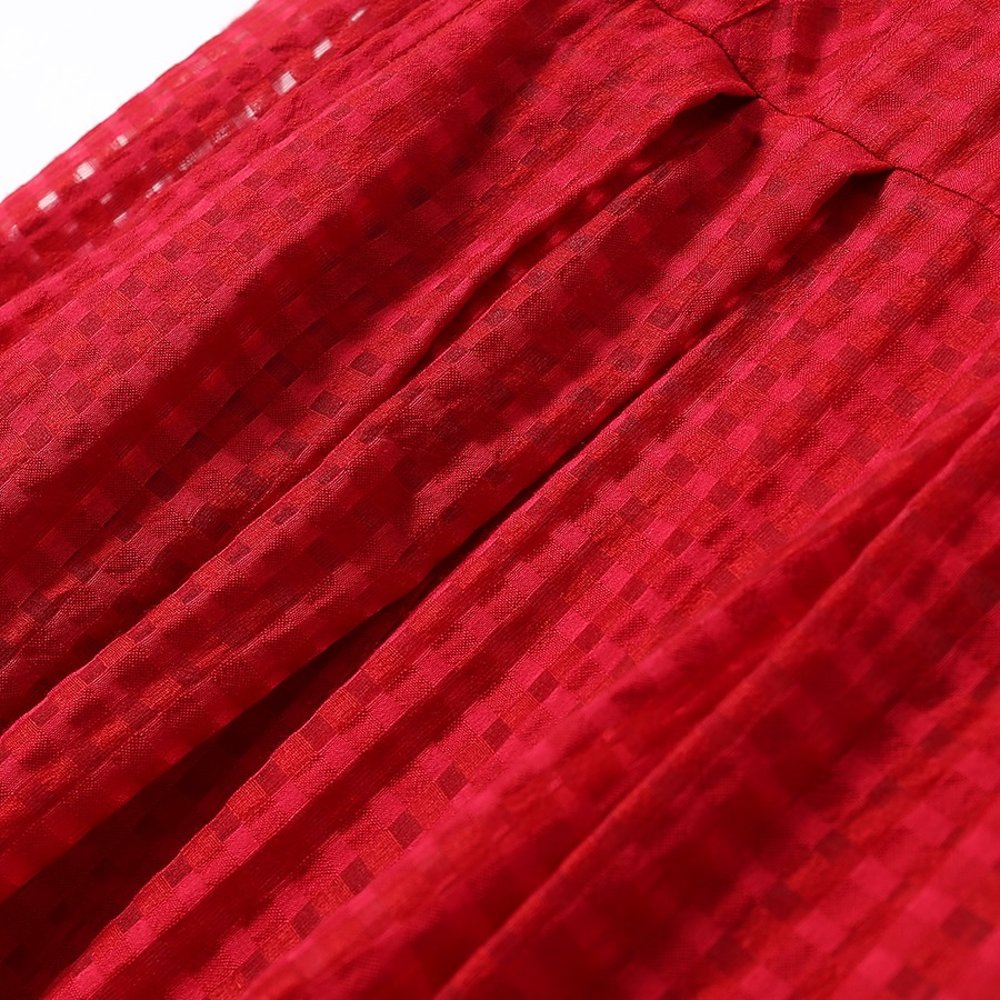 新款长袖中长款收腰显瘦红色高端气质连衣裙