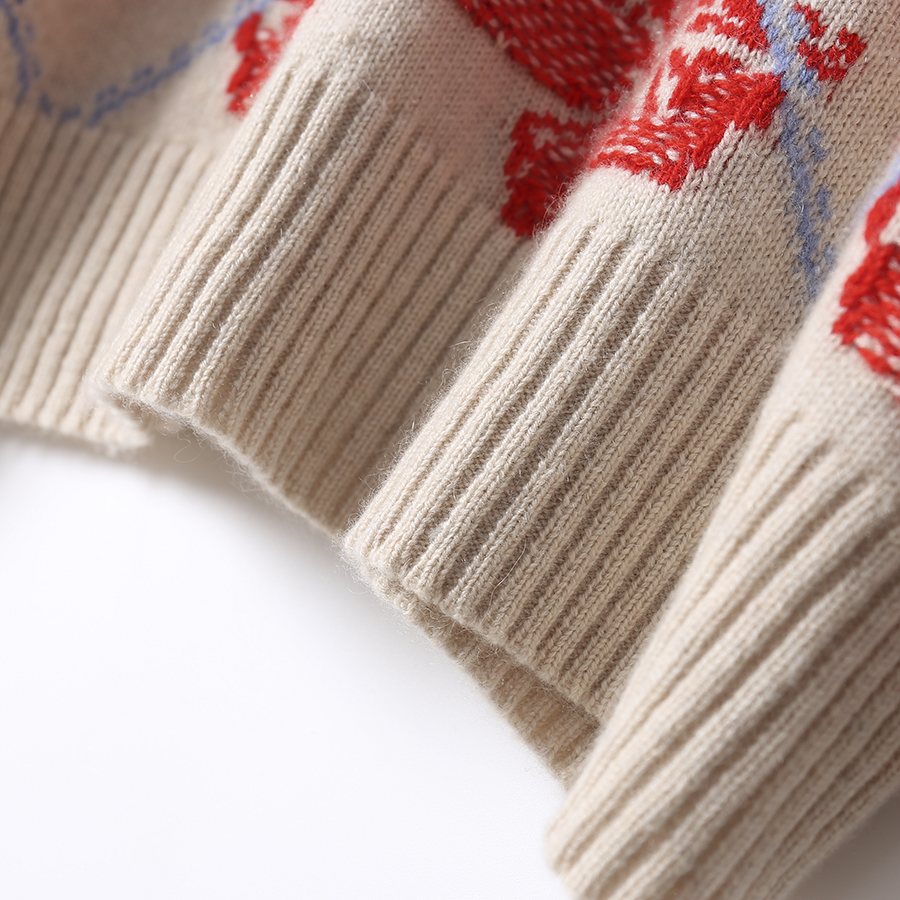 新款复古高领提花慵懒风工艺手工针织毛织衫