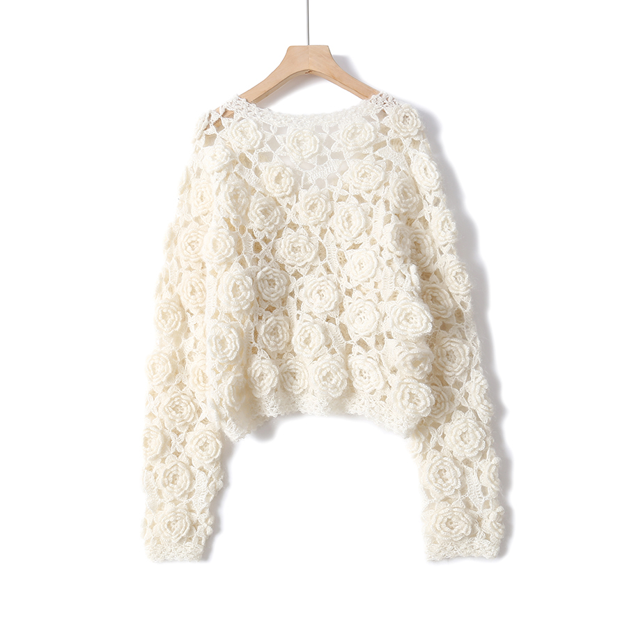 新款韩版气质镂空编织羊绒外套高端百搭修身