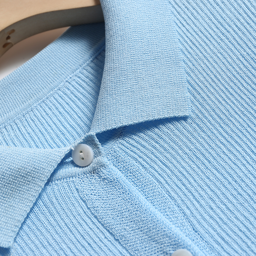 新款日系浅蓝色羊毛衫短袖条纹外套可爱甜美