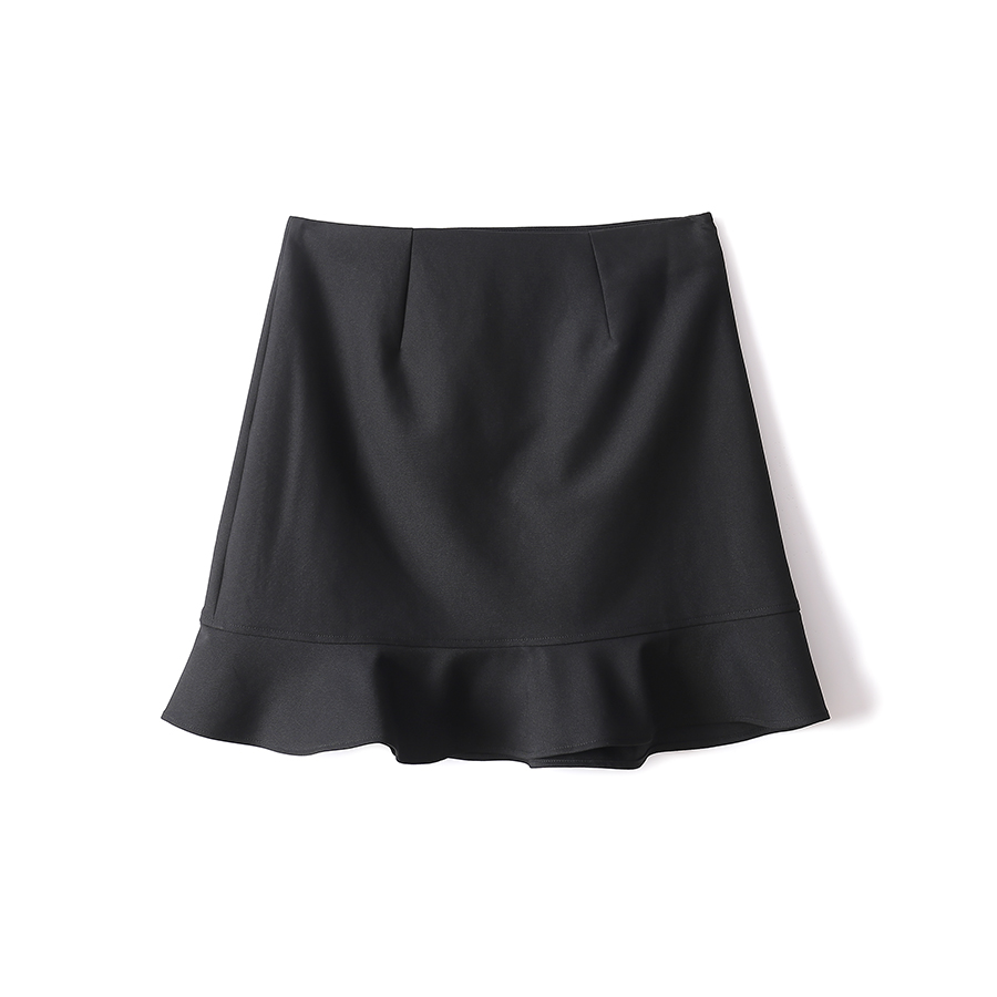 新款韩版气质性感小黑裙褶皱纽扣搭衬舒适