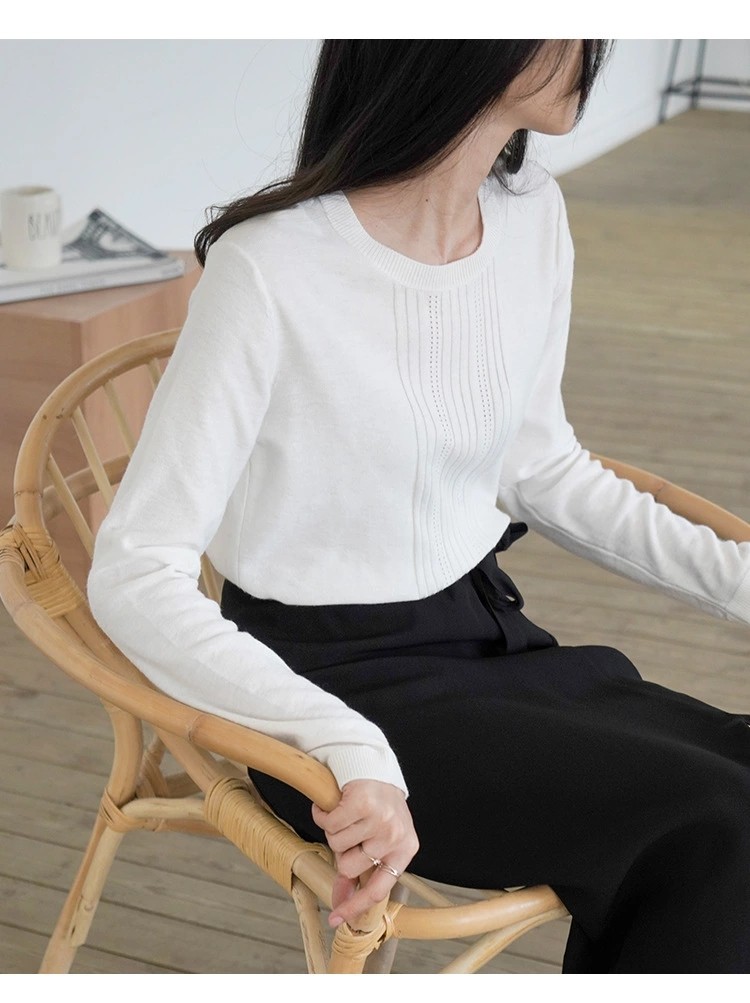 2020春季新款韩版套头长袖T恤毛衣女装宽松简约针织衫女