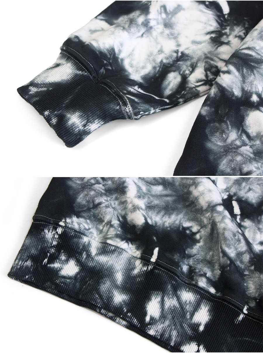 时尚水墨晕染印花宽松套头迷彩卫衣