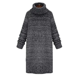 2016秋冬新款高领加厚保暖毛衣时尚女式中长款外套打底衫