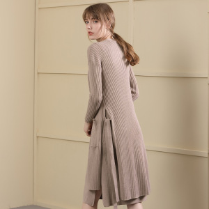 2018秋冬女装新款 羊毛针织衫开衫两件套 中长款针织套装女