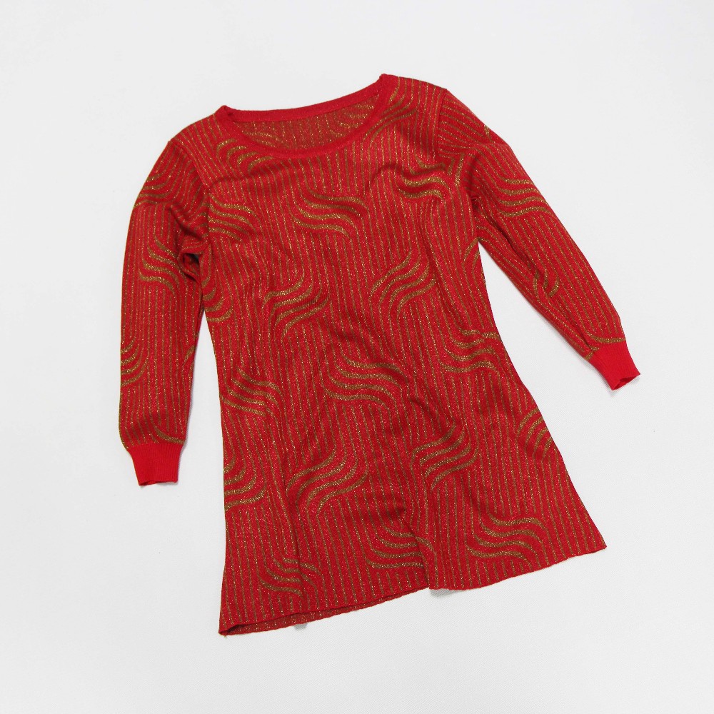 女装12针宽松丝光棉 金银丝毛衣