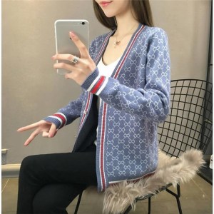 毛衣开衫女2019春季女装韩版宽松针织外套女V领长袖慵懒可爱毛衣