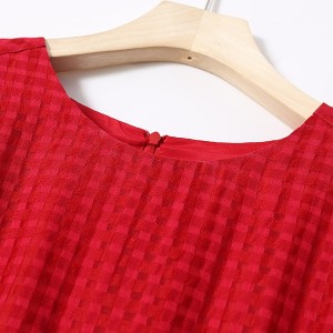 新款长袖中长款收腰显瘦红色高端气质连衣裙