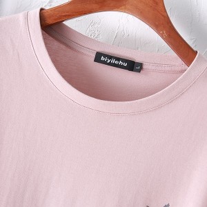 夏季薄款港风浅粉色t恤男短袖