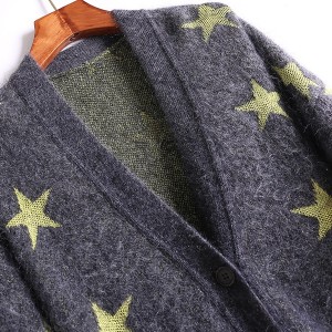 新款开衫毛衣外套星星图案潮流百搭保暖毛衣