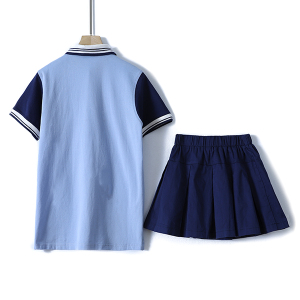 新款童装校服款运动风舒适百搭衬衫短裙套装
