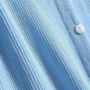 新款日系浅蓝色羊毛衫短袖条纹外套可爱甜美