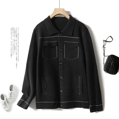 新款韩版潮流款长袖衬衫毛衣外套款休闲保暖