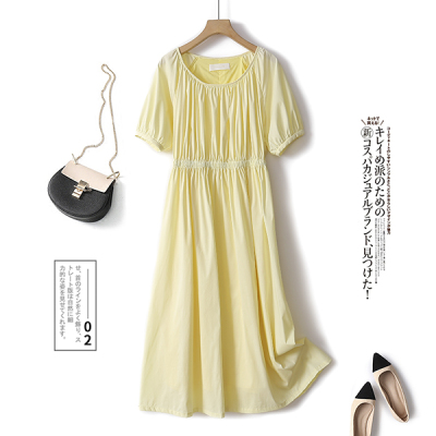 新款日系简约纯色连衣裙短袖宽松百搭舒适