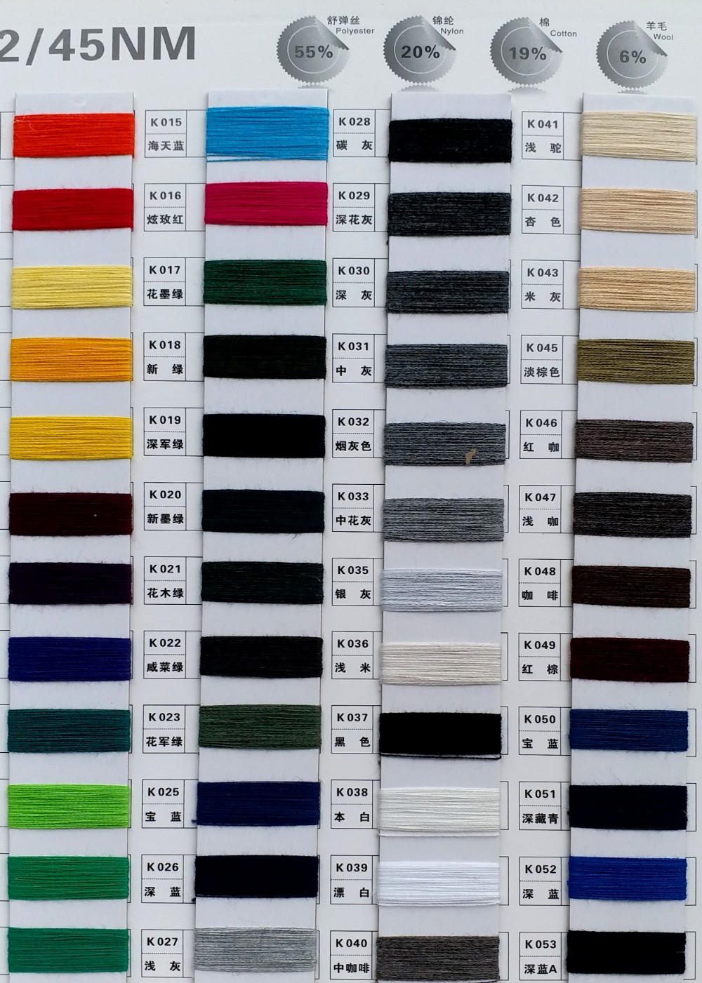 2/45NM棉羊毛混纺纱
