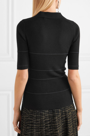 晖耀针织 2019春季欧美新款上市条纹针织天丝纳米丝间色polo短袖